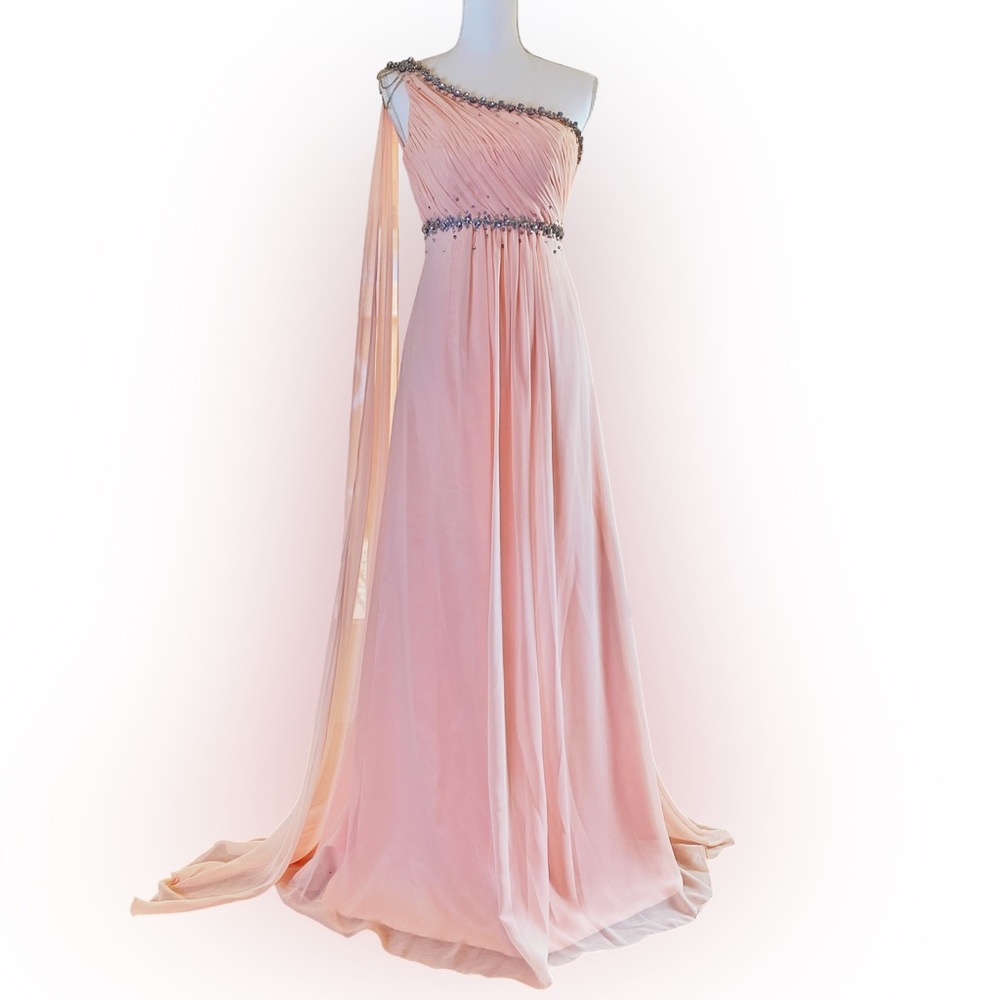 Elegant One Shoulder Pink Dress